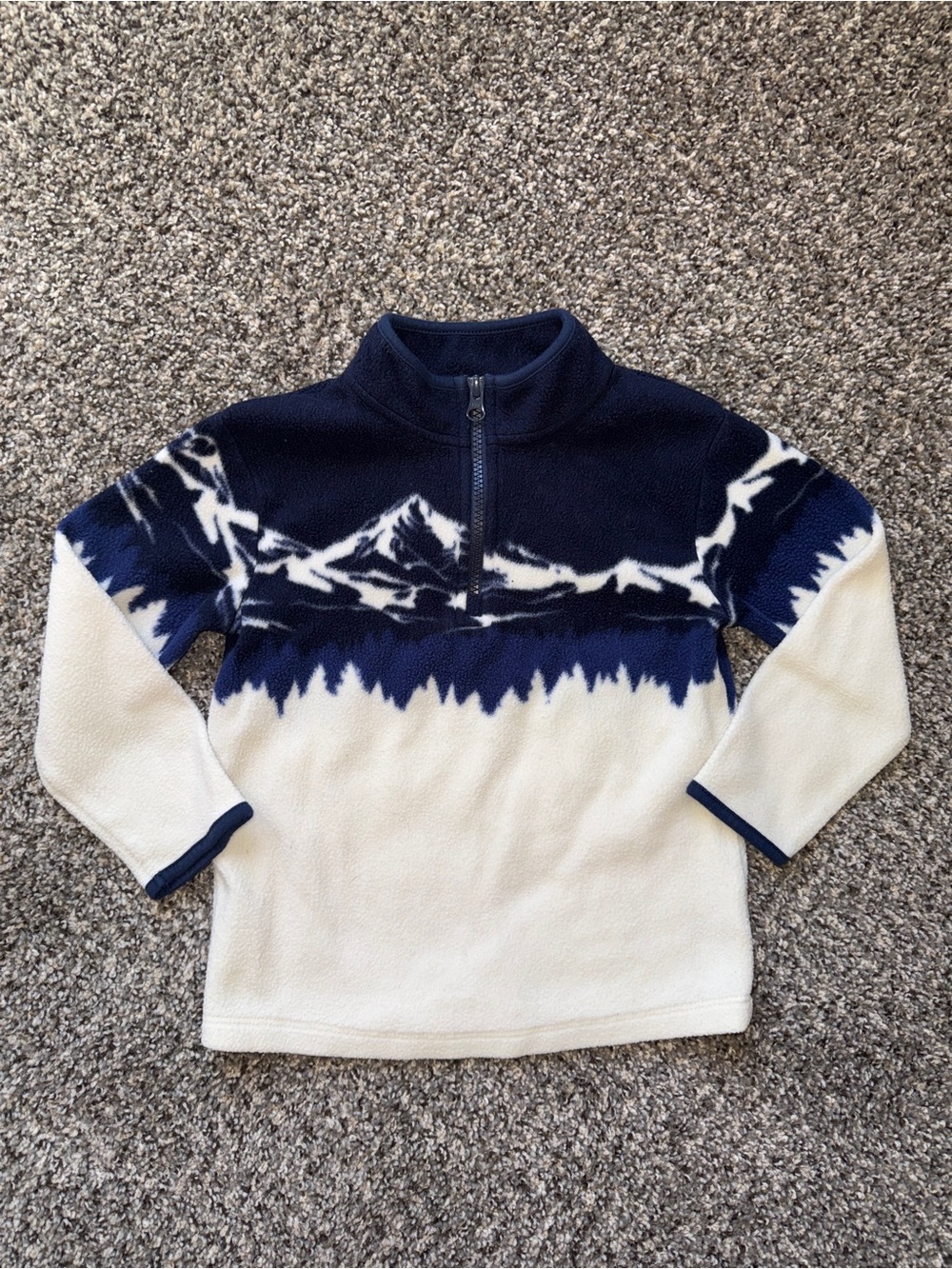 Cat & Jack Navy and Cream Mountain-Print Half-Zip Fleece Sweater